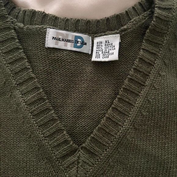 Y2K Retrocore Rami-Cotton Knit Sweater Vest – 90s/2000s Graphic Front V-Neck XL - Picture 6 of 6